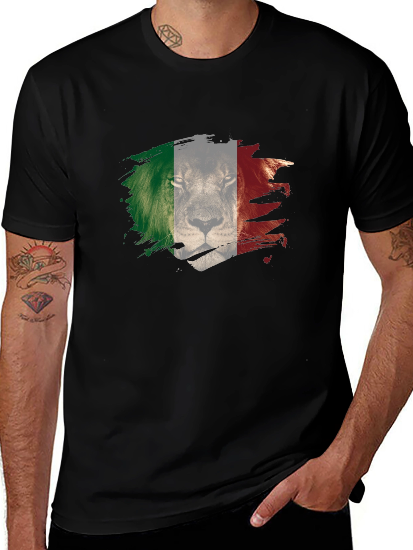 Lion Italy Flag Mens T-Shirt