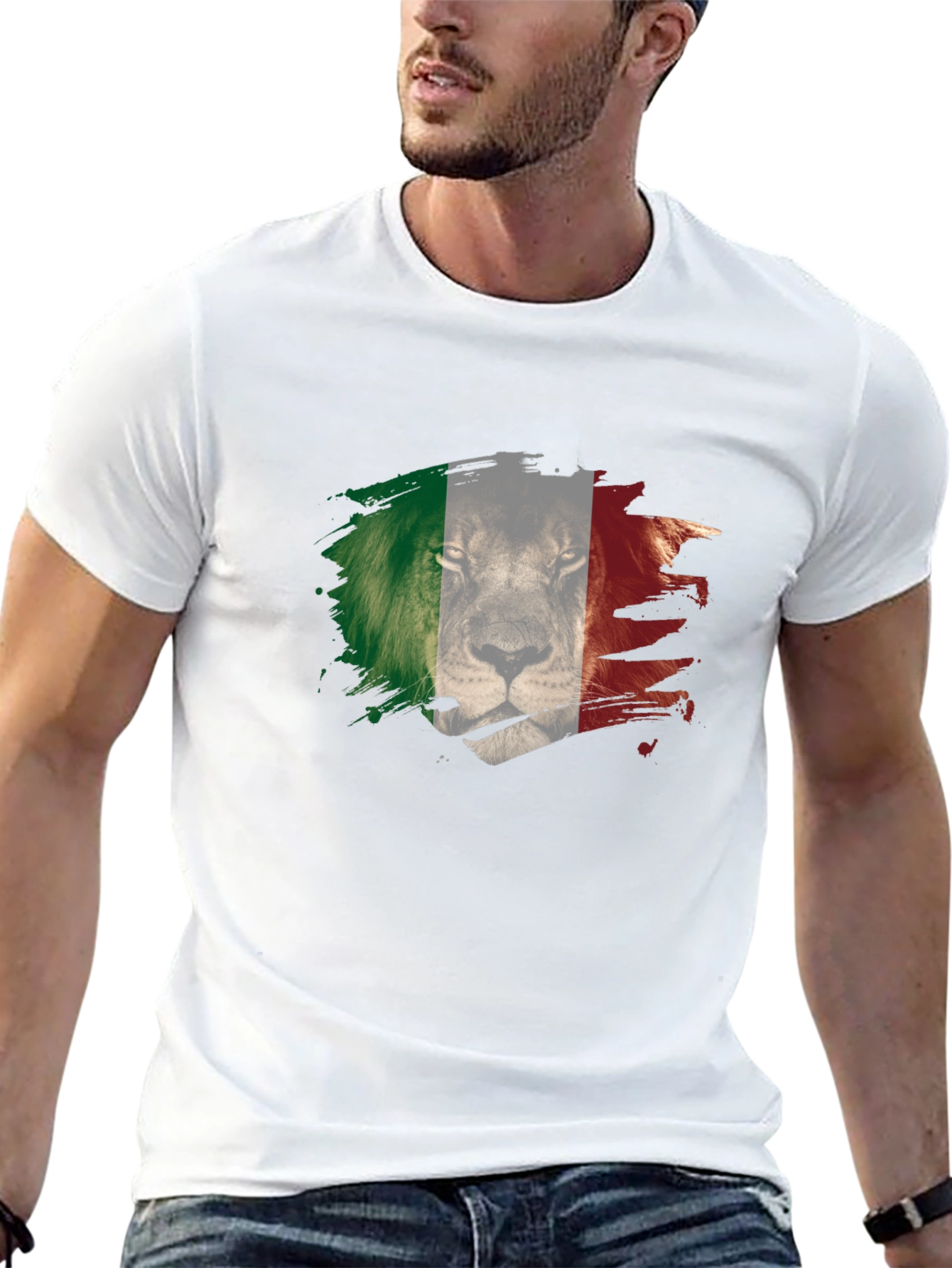 Lion Italy Flag Mens T-Shirt