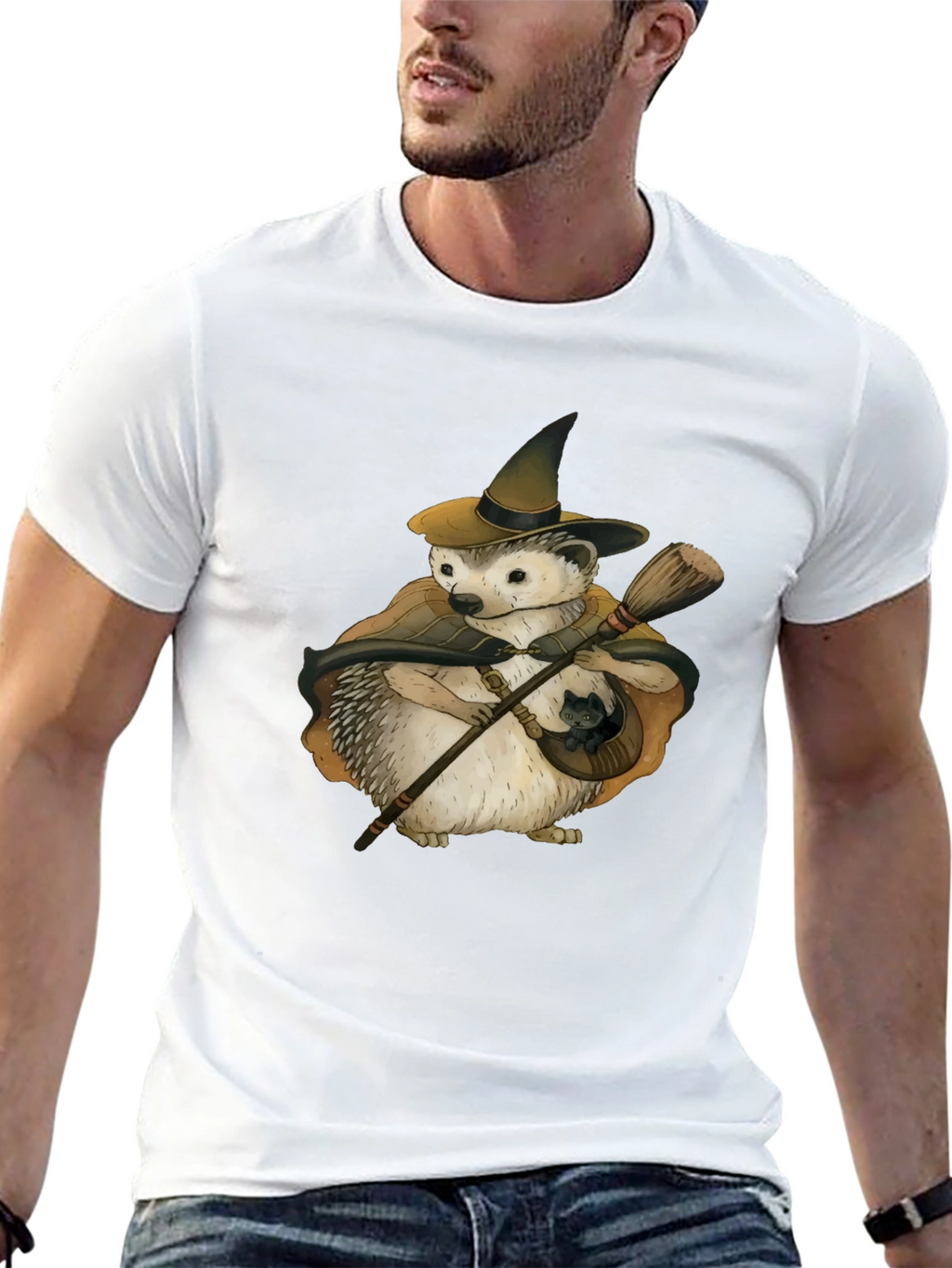 Whimsical Hedgehog Witch T-Shirt