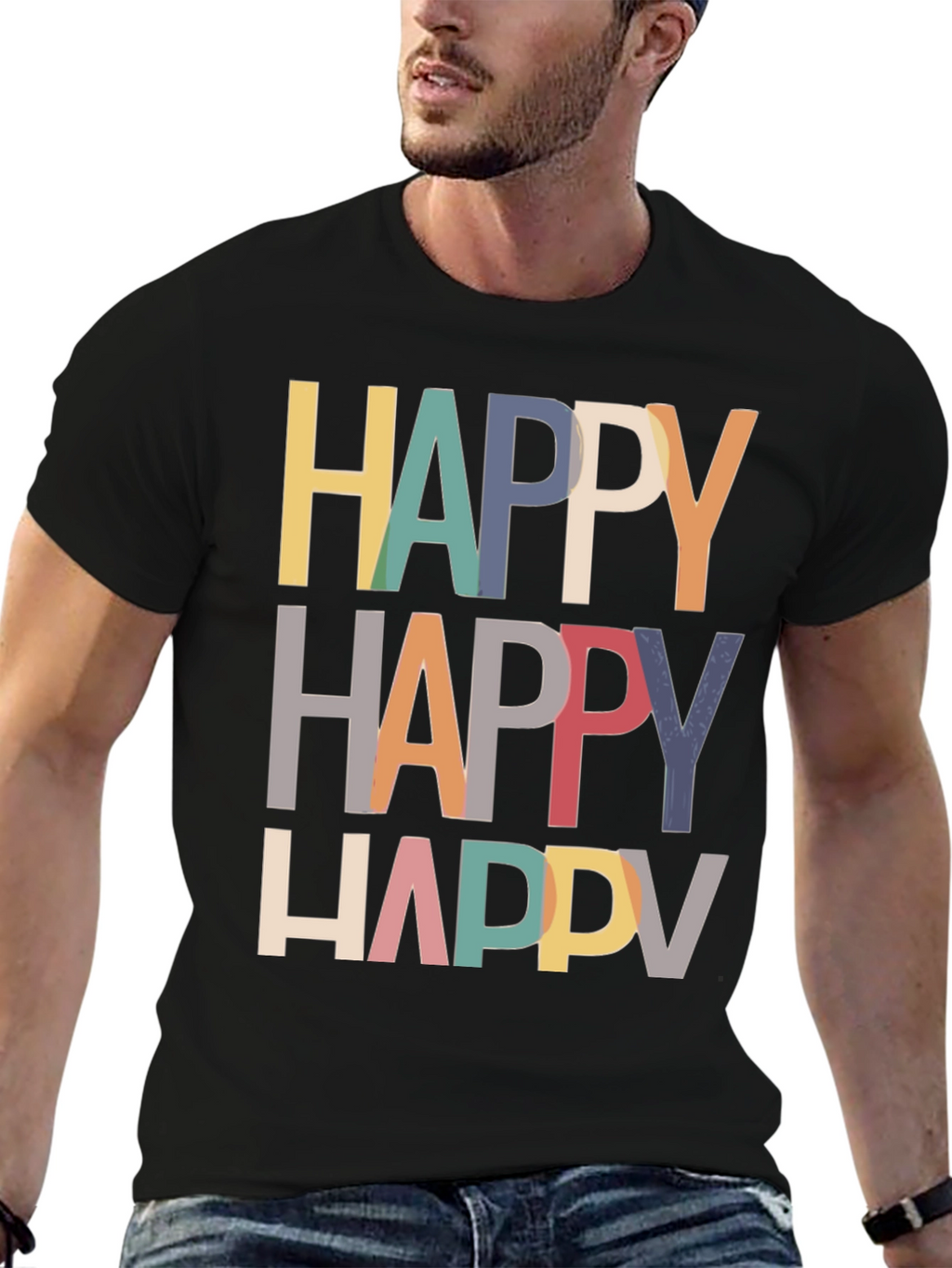 Happy Graphic Tee - Modern Fun T-Shirt