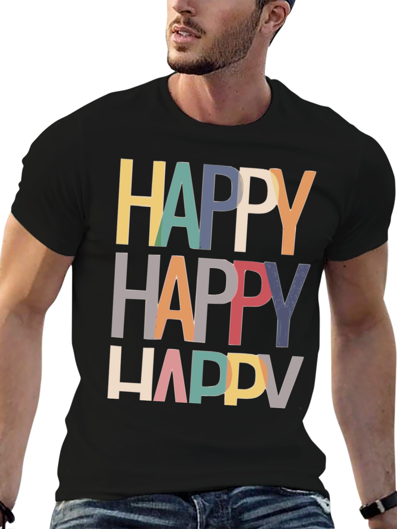 Happy Graphic Tee - Modern Fun T-Shirt