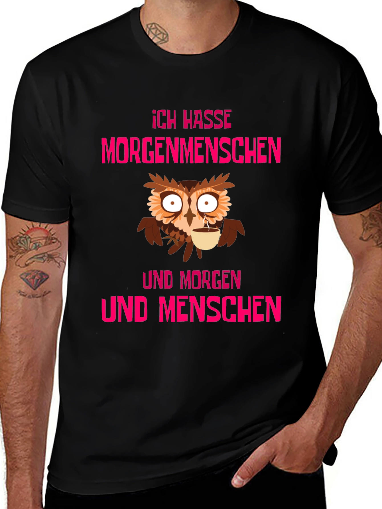 Ich Hasse Morgenmenschen Owl T-Shirt