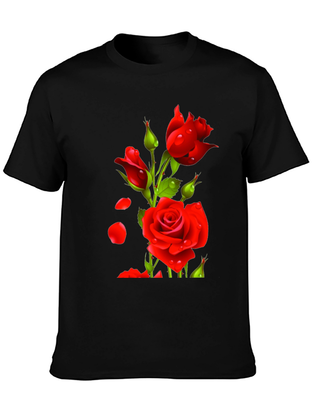 Mens Black Rose Graphic T-Shirt