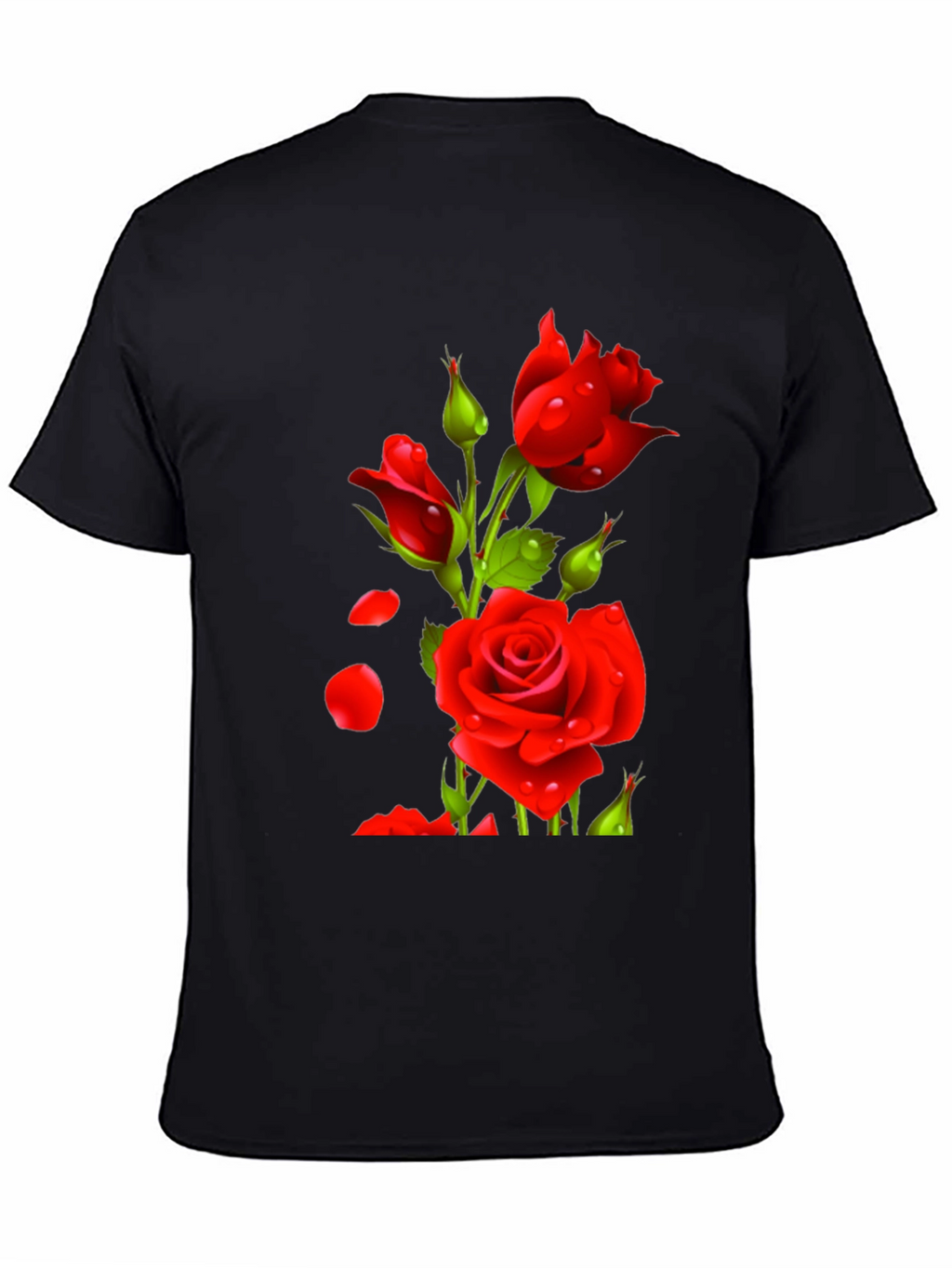Mens Black Rose Graphic T-Shirt