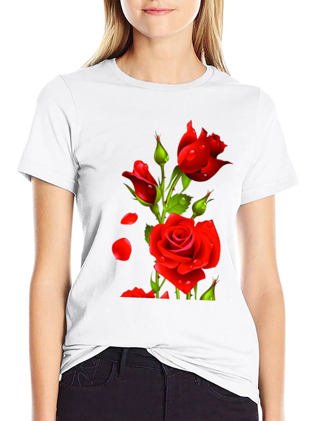 Mens Black Rose Graphic T-Shirt