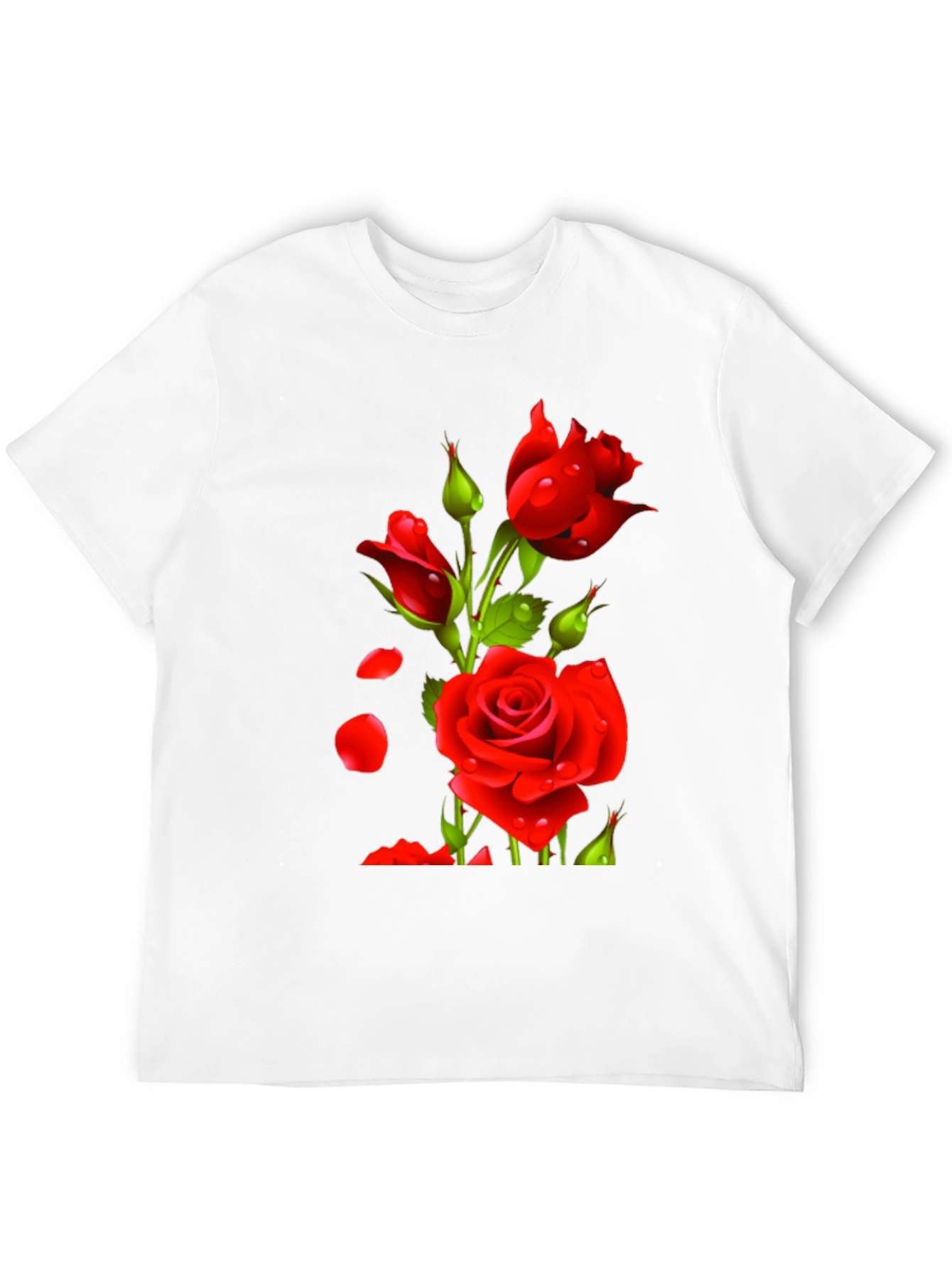 Mens Black Rose Graphic T-Shirt