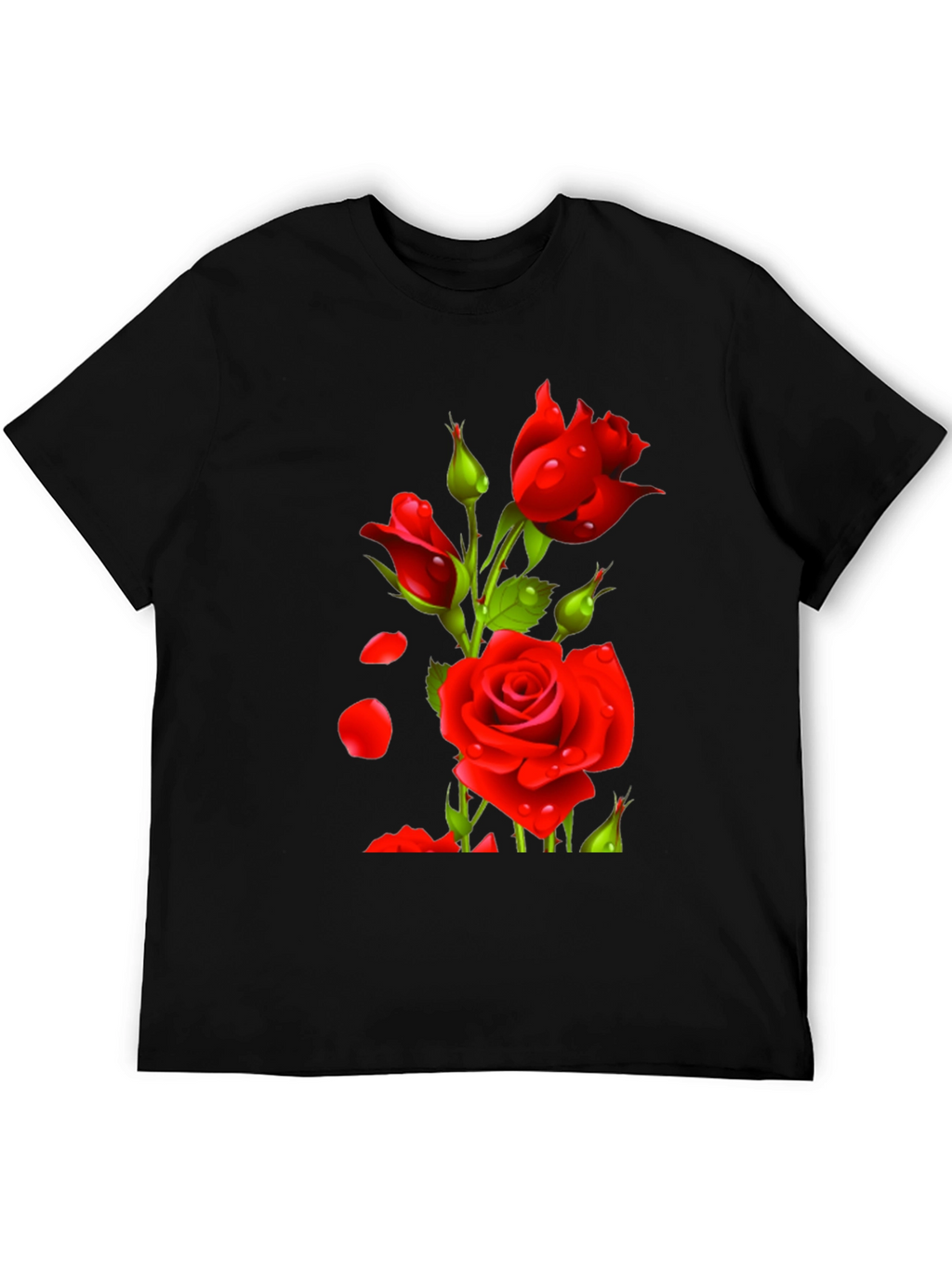 Mens Black Rose Graphic T-Shirt