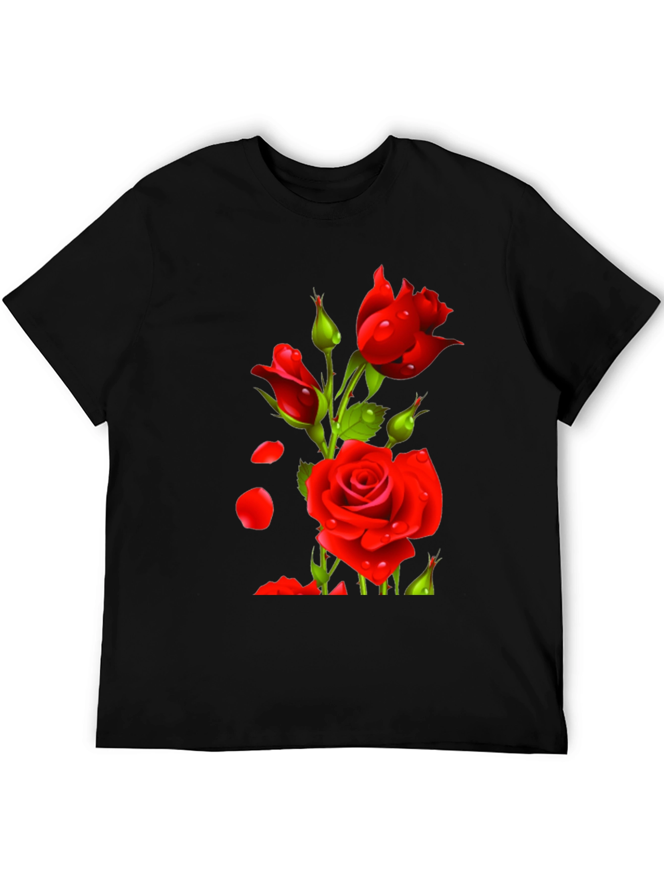 Mens Black Rose Graphic T-Shirt