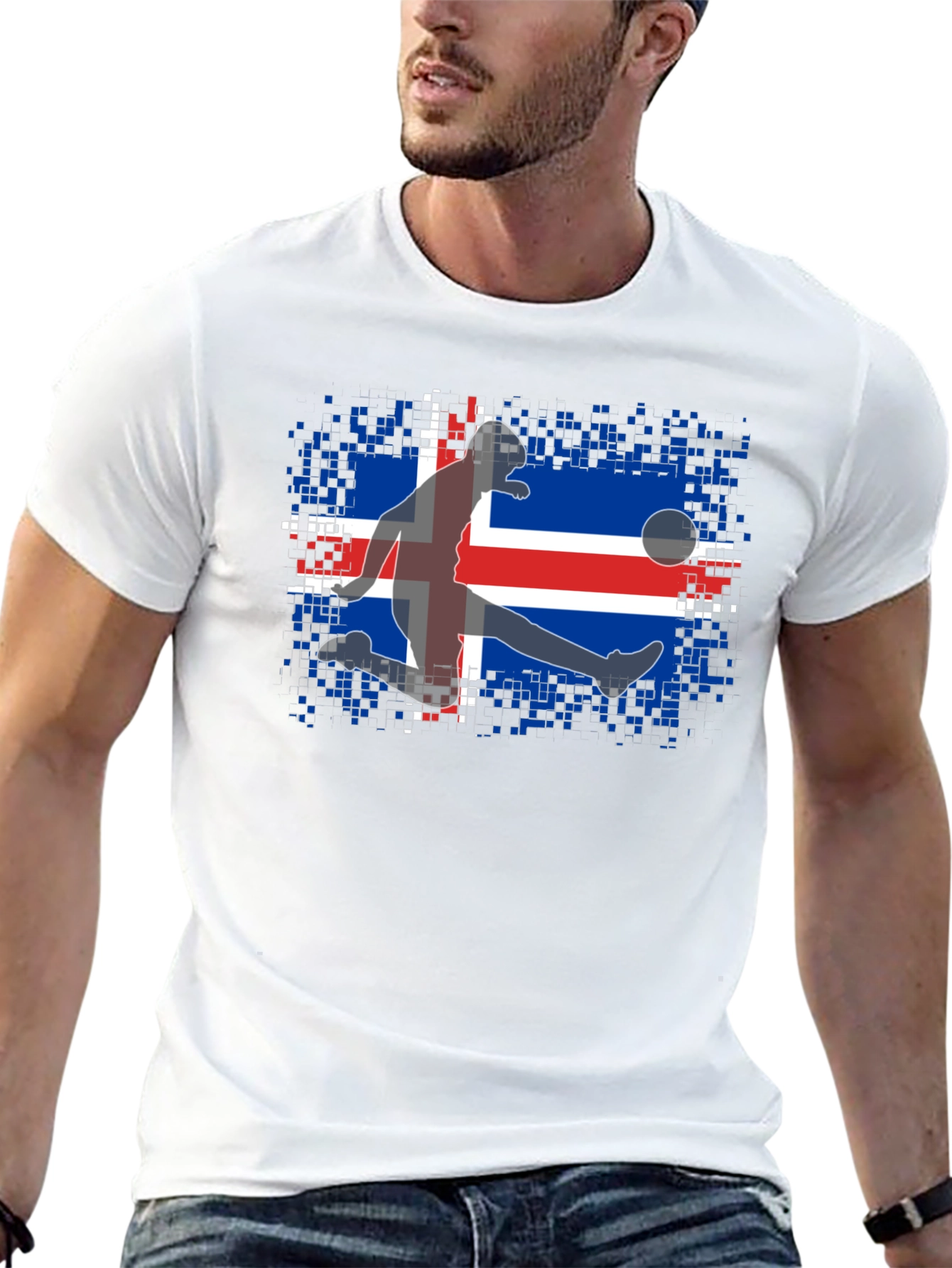 Iceland Soccer Flag Graphic T-Shirt
