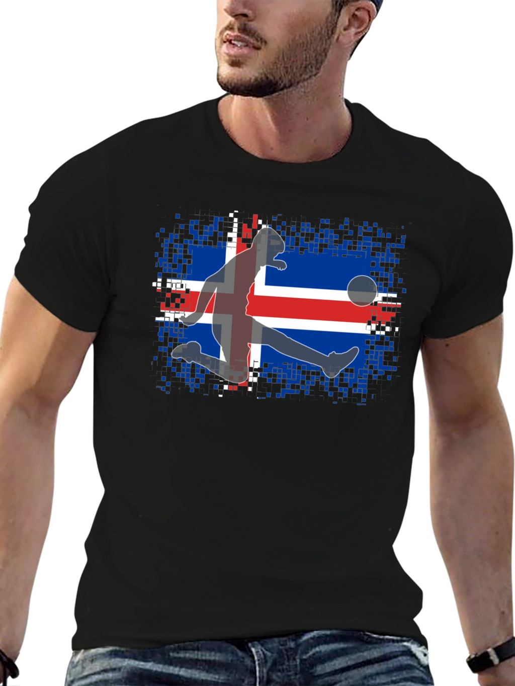 Iceland Soccer Flag Graphic T-Shirt