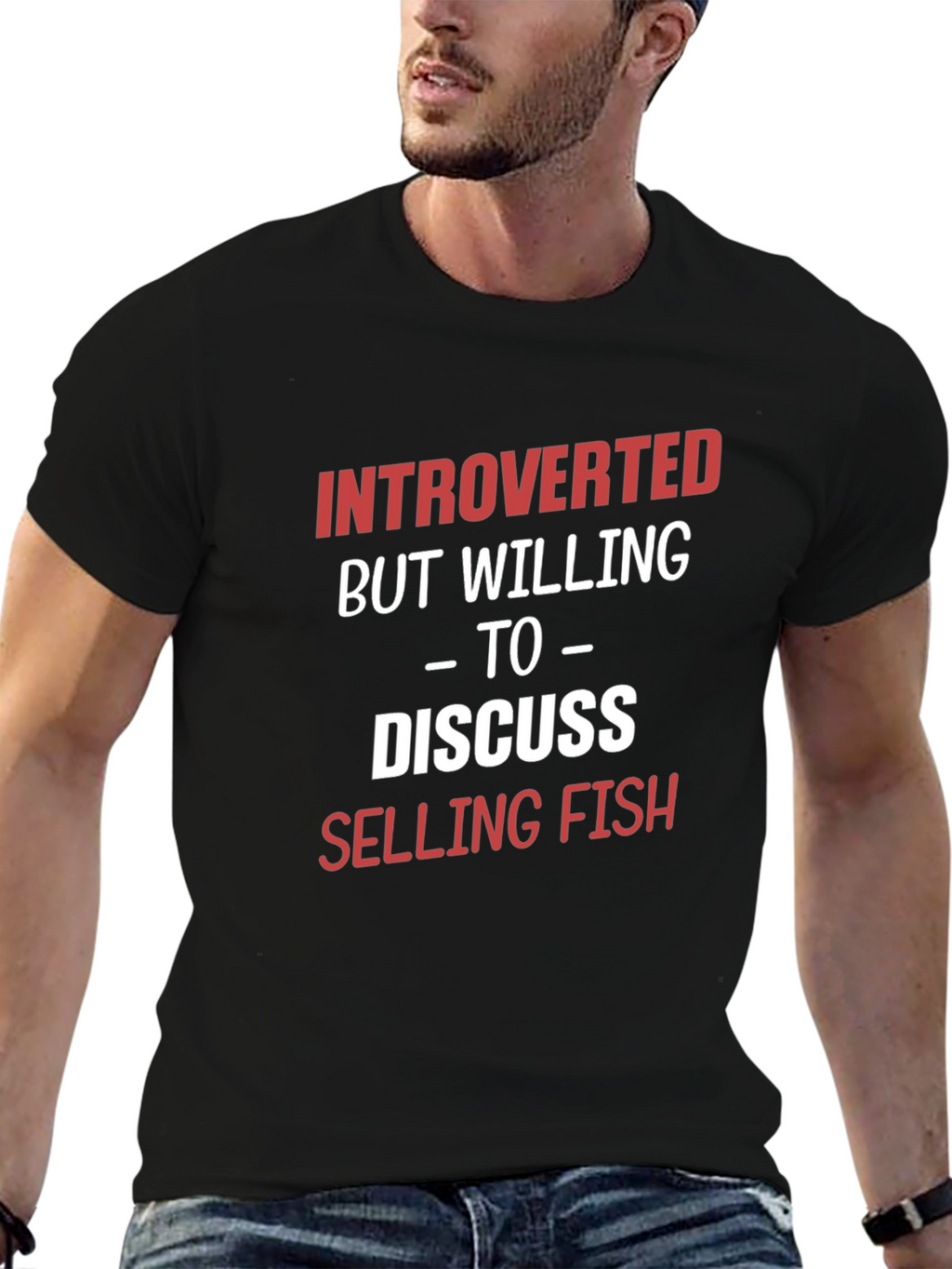 Introverted Selling Fish Graphic T-Shirt