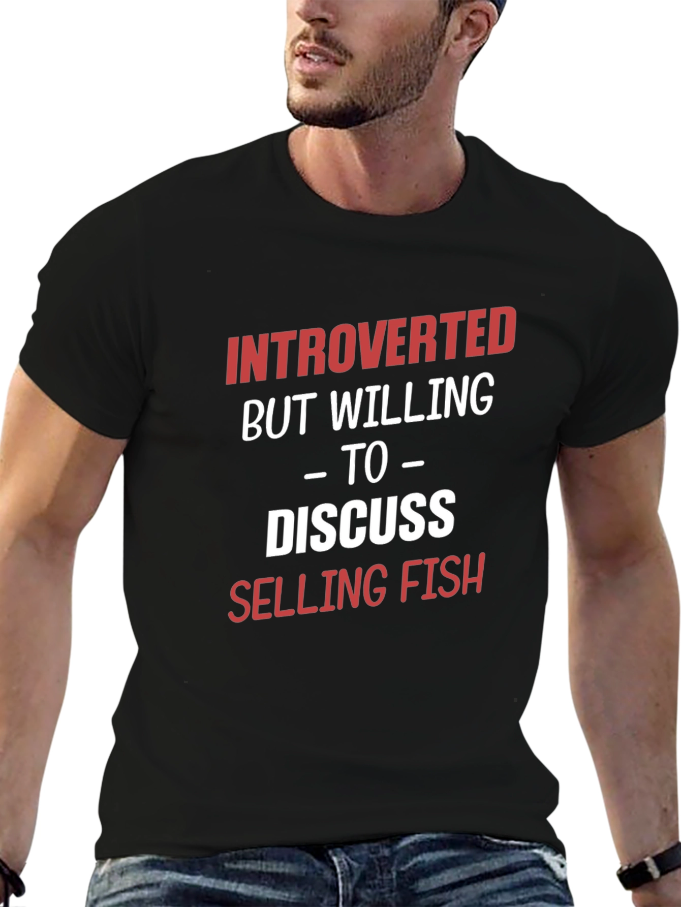 Introverted Selling Fish Graphic T-Shirt