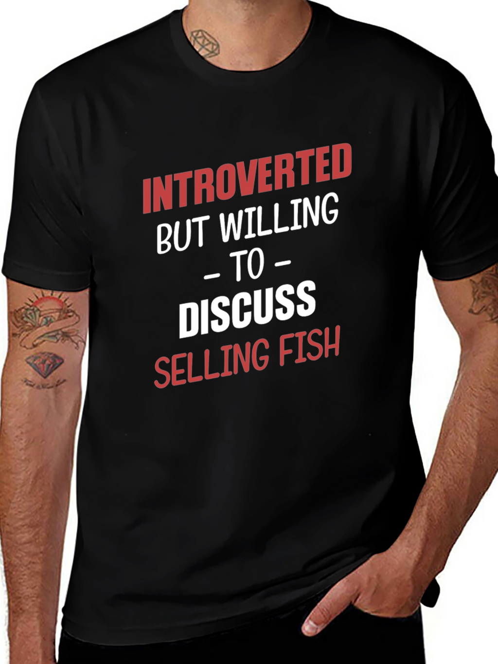 Introverted Selling Fish Graphic T-Shirt