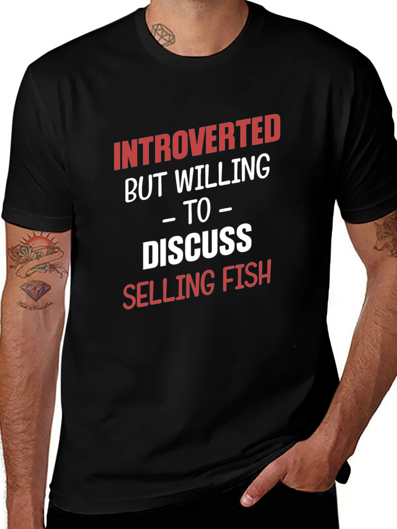 Introverted Selling Fish Graphic T-Shirt