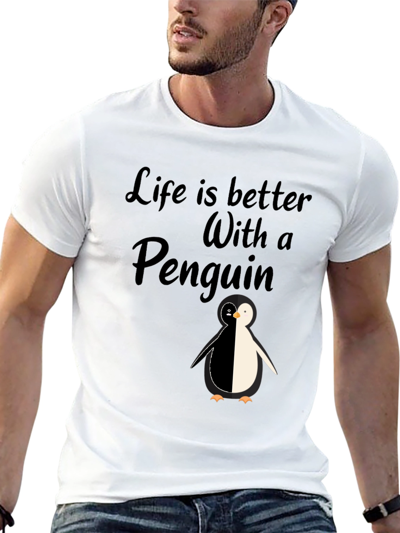 Life is Better With A Penguin - Black T-Shirt
