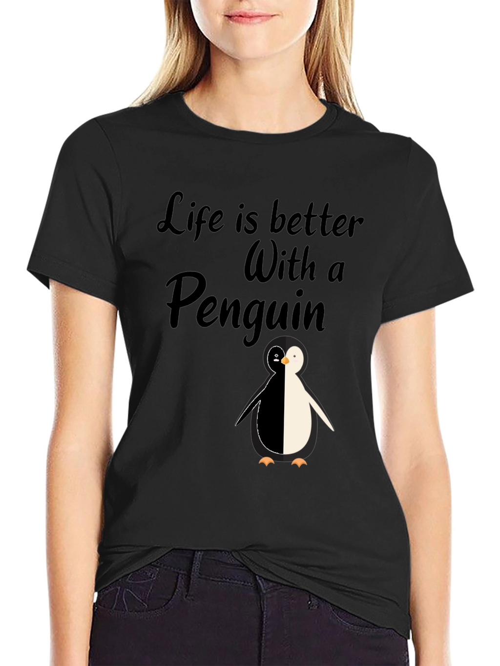 Life is Better With A Penguin - Black T-Shirt