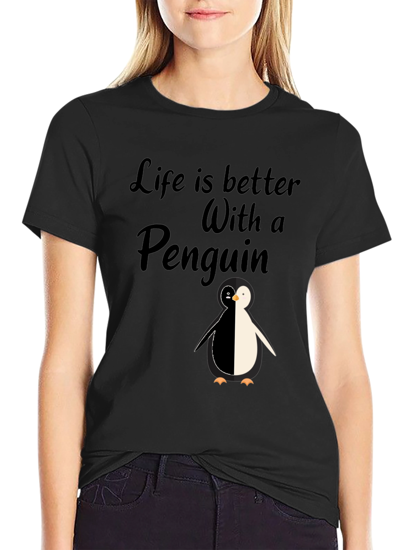 Life is Better With A Penguin - Black T-Shirt