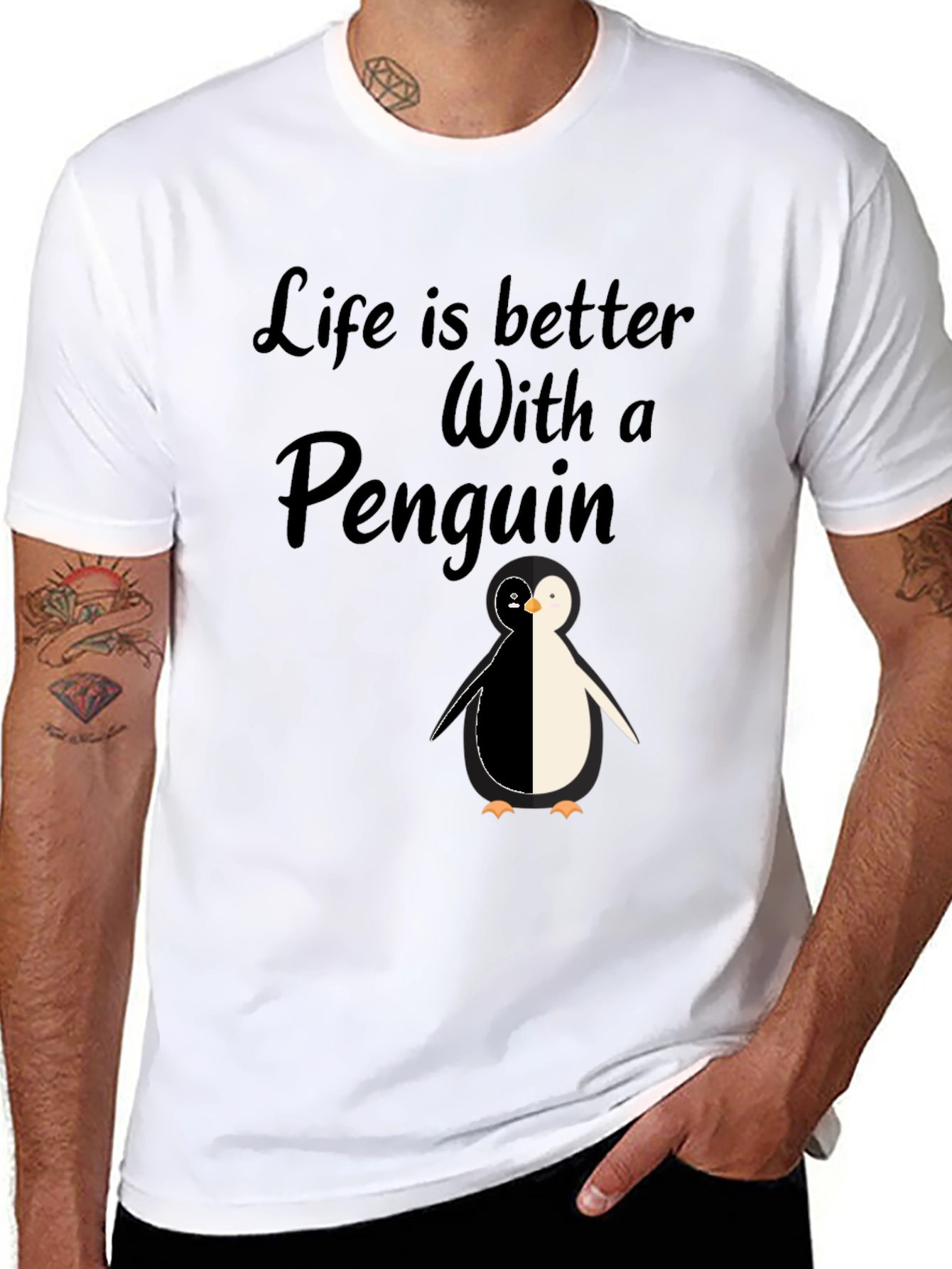 Life is Better With A Penguin - Black T-Shirt