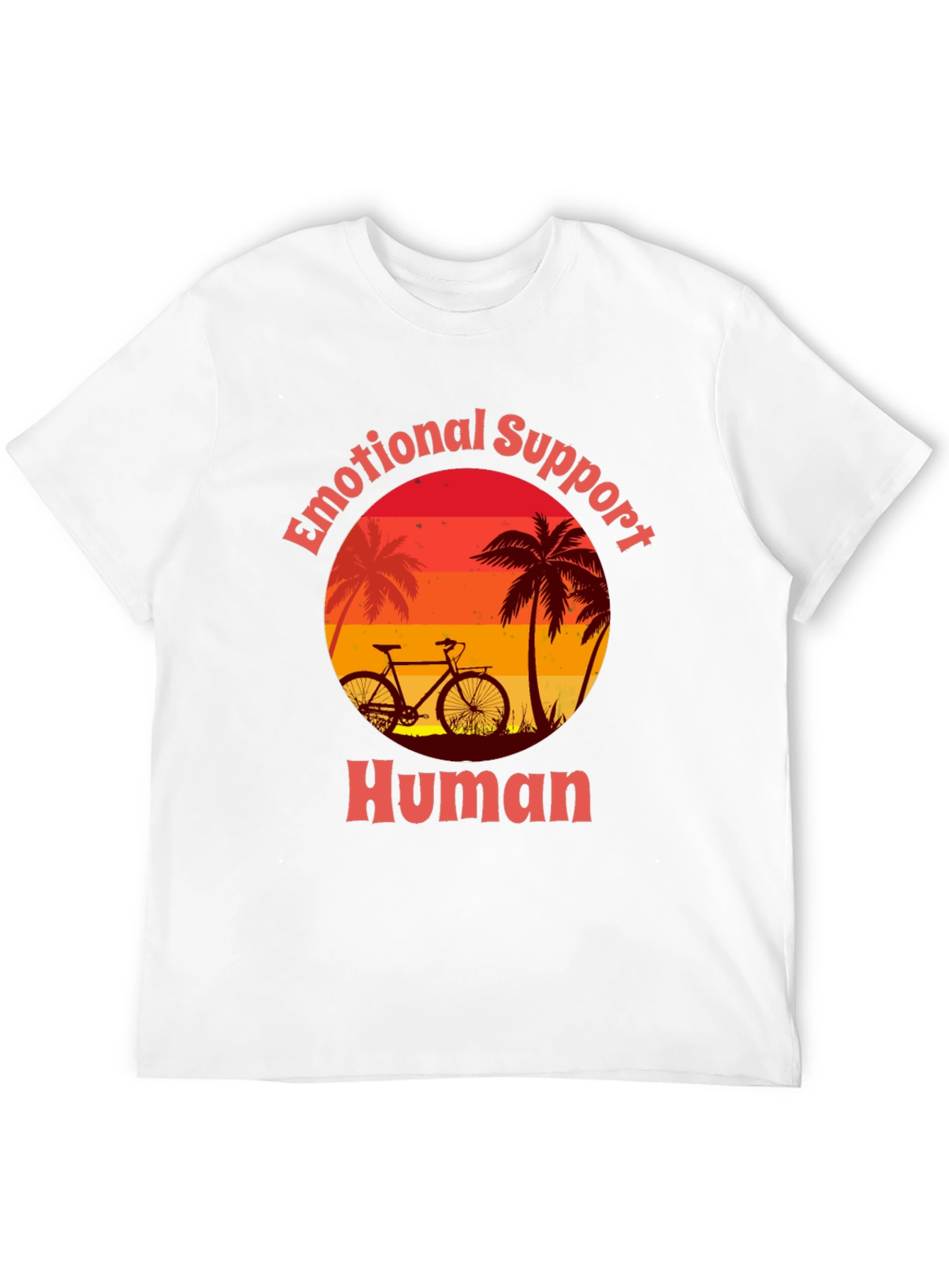 Emotional Support Human T-Shirt - Bicycle & Palm Trees