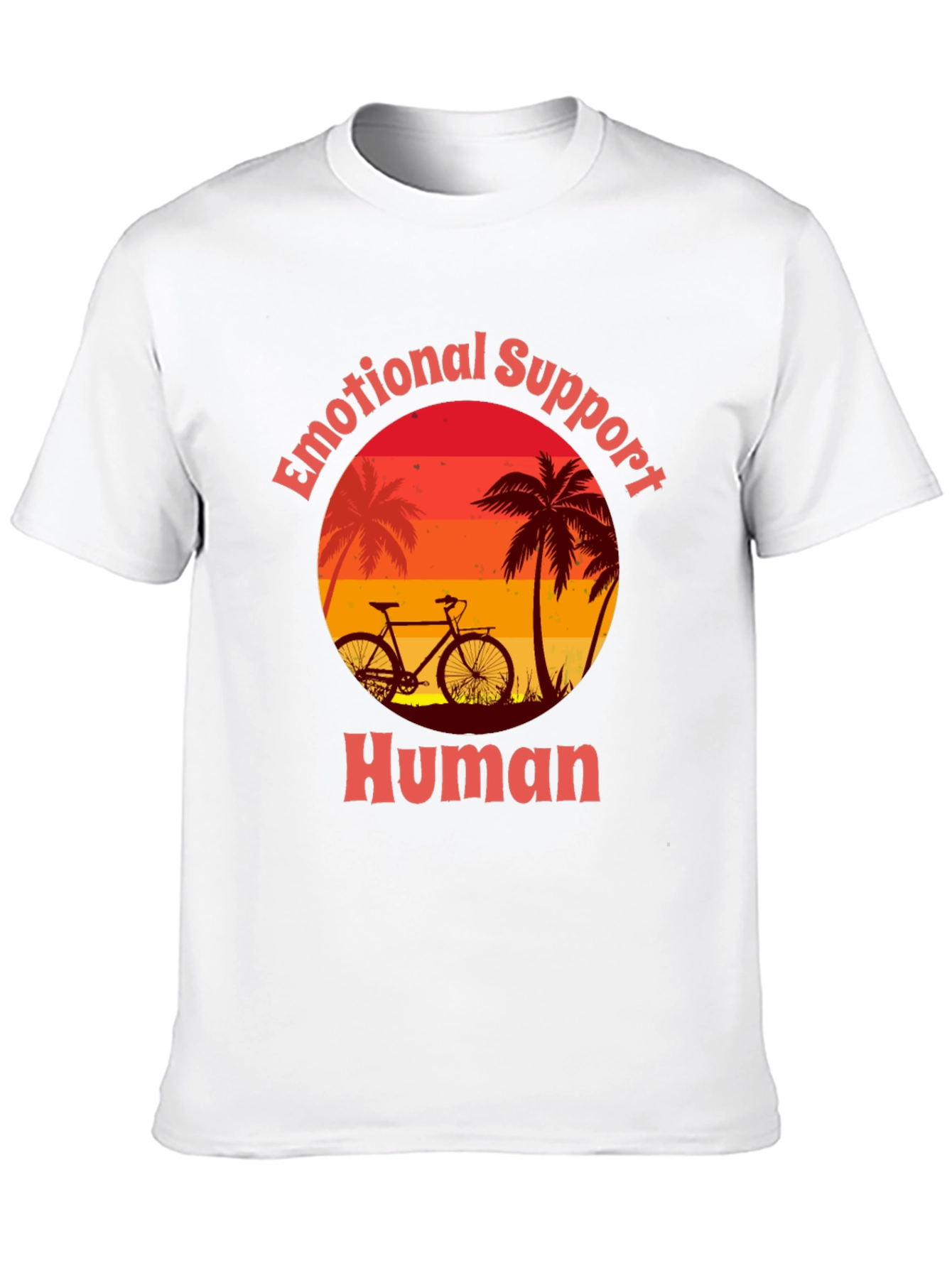 Emotional Support Human T-Shirt - Bicycle & Palm Trees