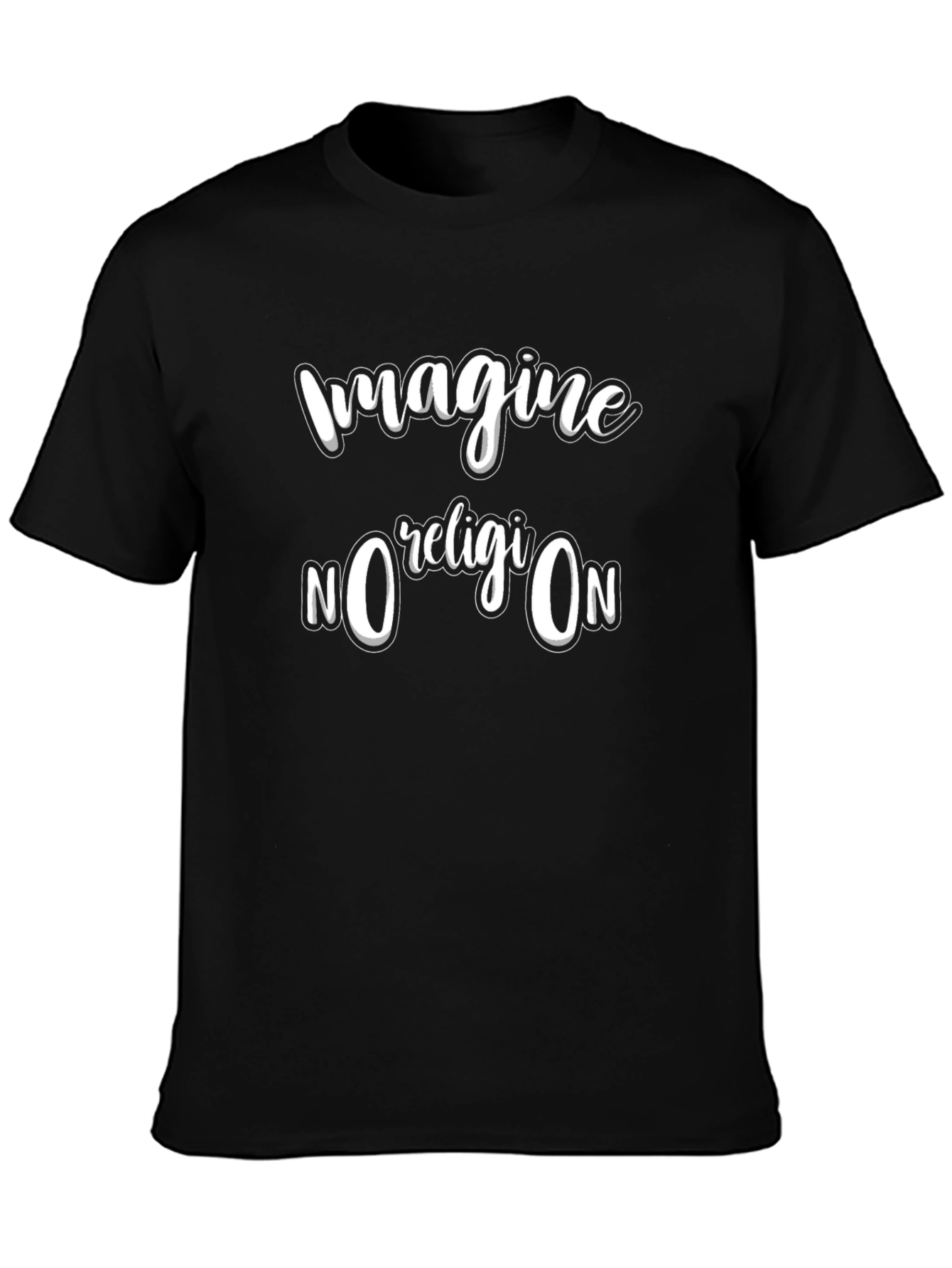 Imagine No Religion Black Graphic T-Shirt