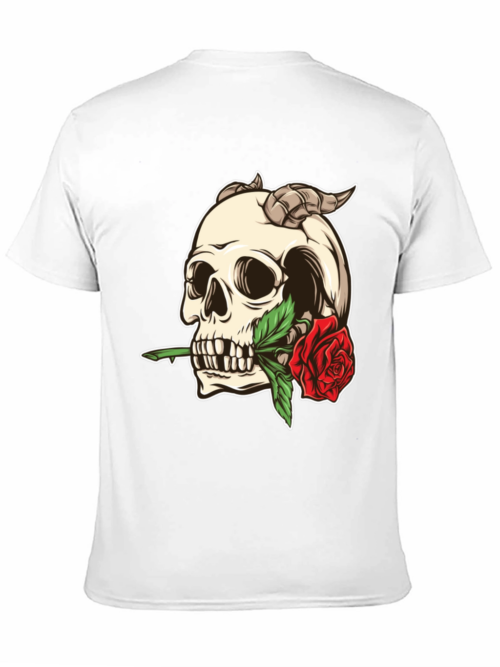 Skull and Rose Graphic Tee - Black