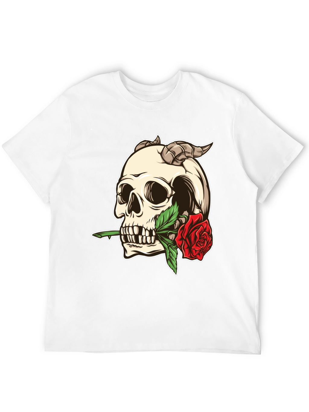 Skull and Rose Graphic Tee - Black