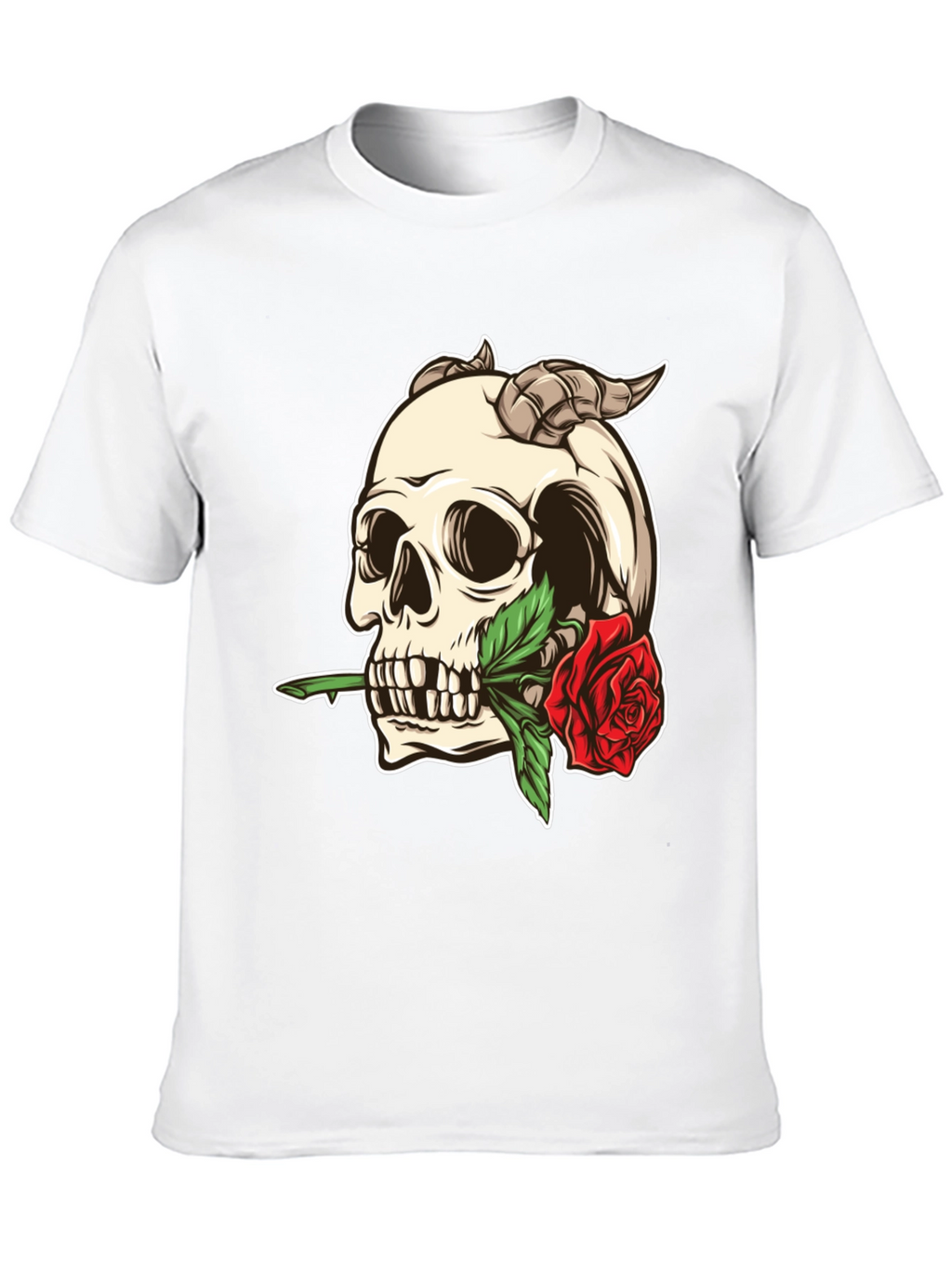 Skull and Rose Graphic Tee - Black
