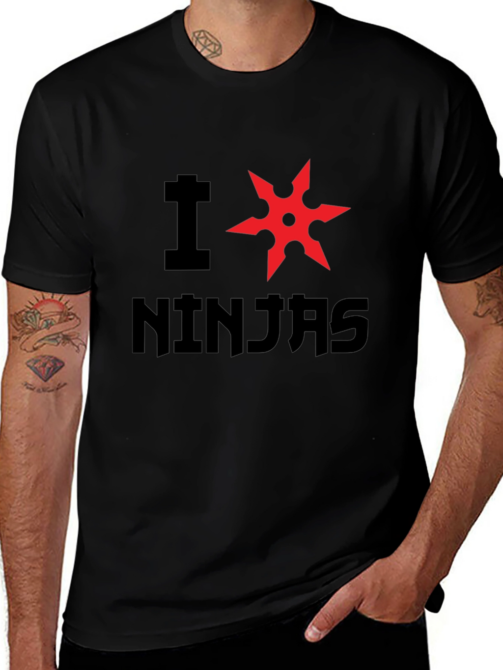 I Heart Ninjas Graphic Tee - Black Cotton T-Shirt
