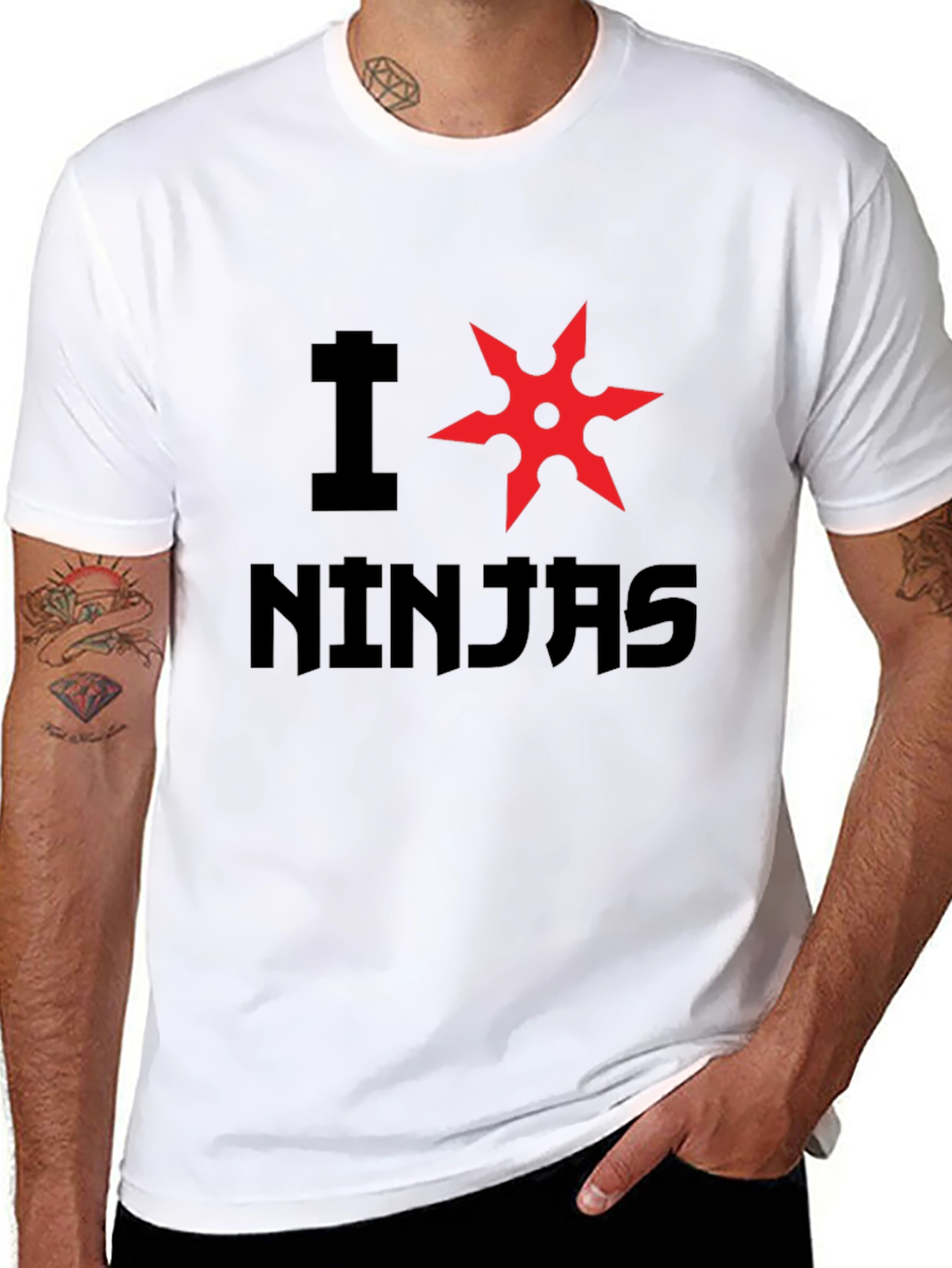 I Heart Ninjas Graphic Tee - Black Cotton T-Shirt