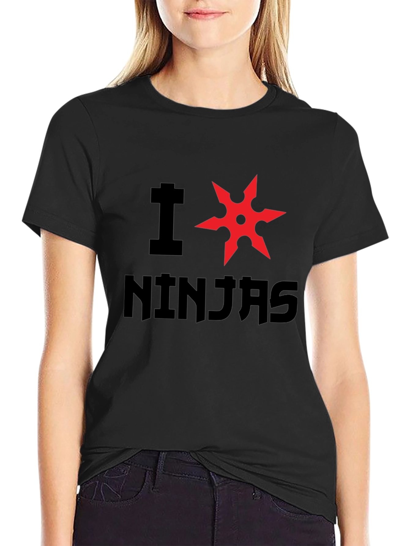 I Heart Ninjas Graphic Tee - Black Cotton T-Shirt