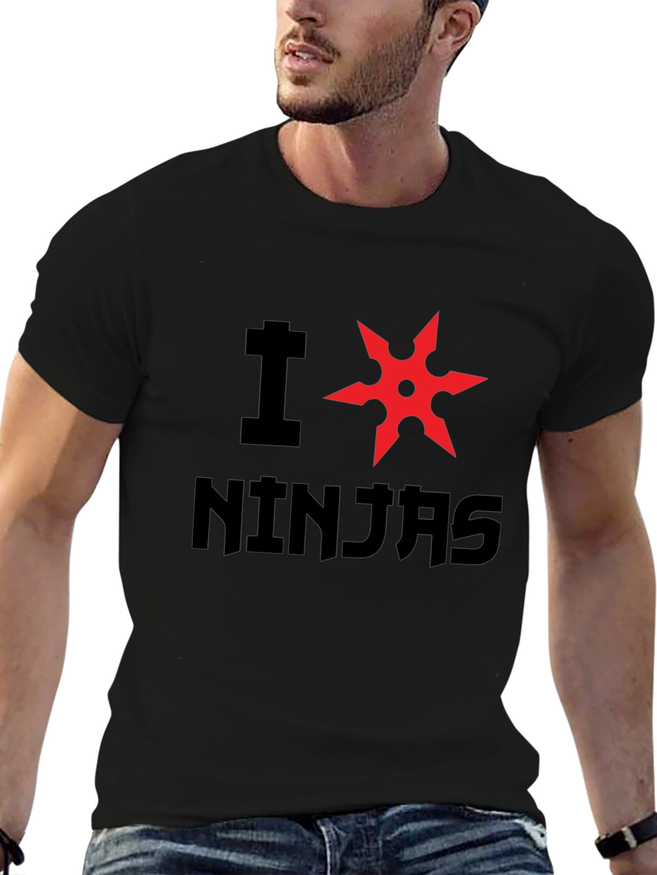 I Heart Ninjas Graphic Tee - Black Cotton T-Shirt