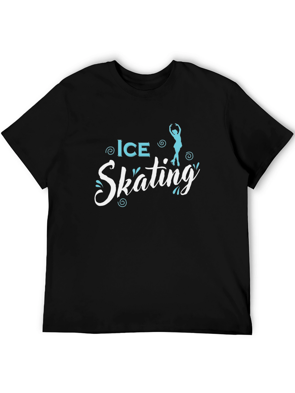 Ice Skating Graphic Tee - Black Cotton T-Shirt