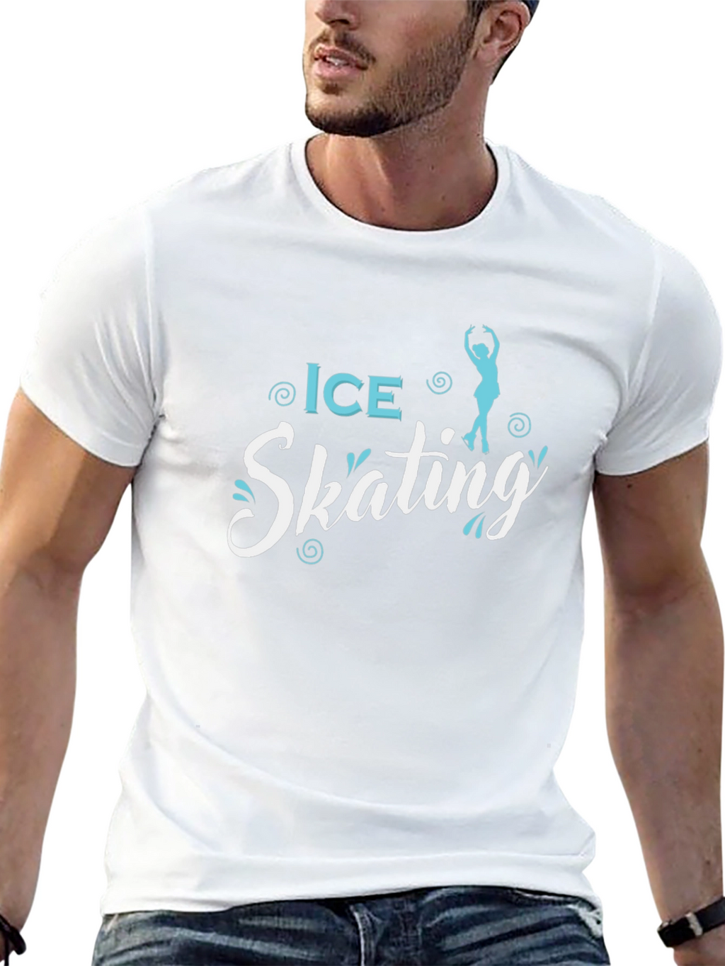 Ice Skating Graphic Tee - Black Cotton T-Shirt