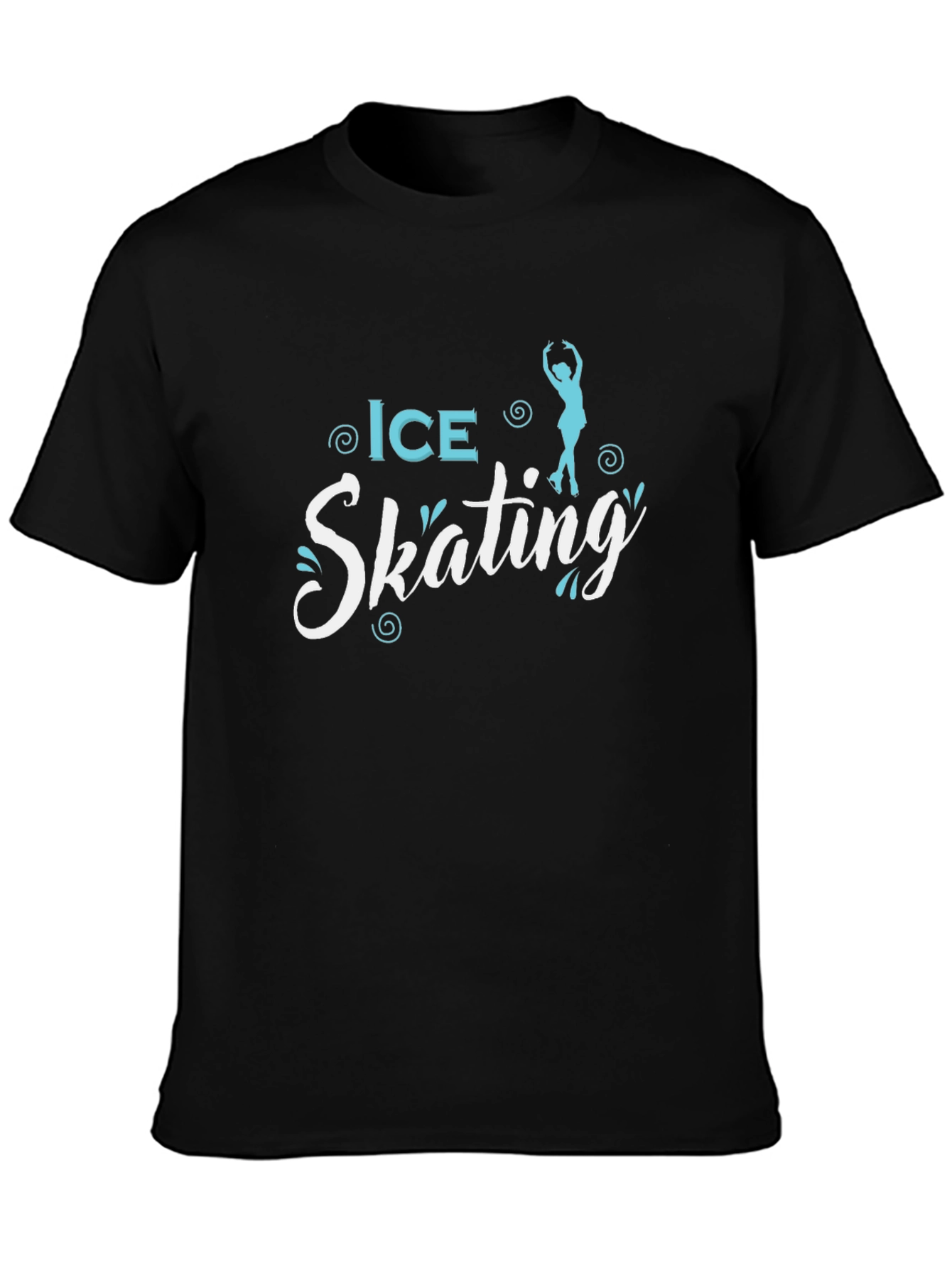 Ice Skating Graphic Tee - Black Cotton T-Shirt