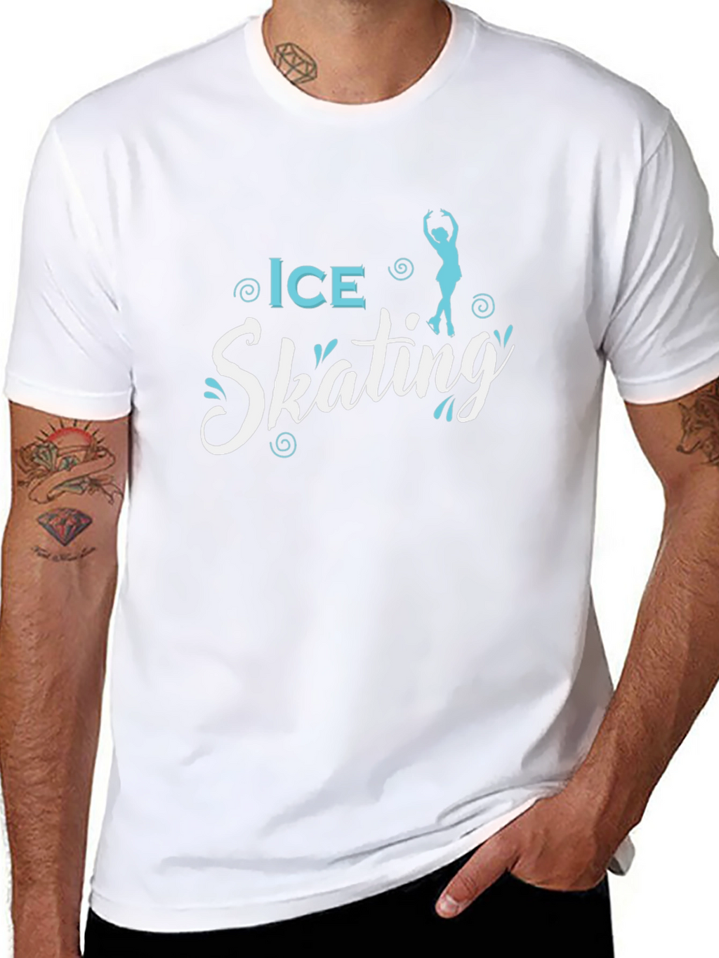 Ice Skating Graphic Tee - Black Cotton T-Shirt