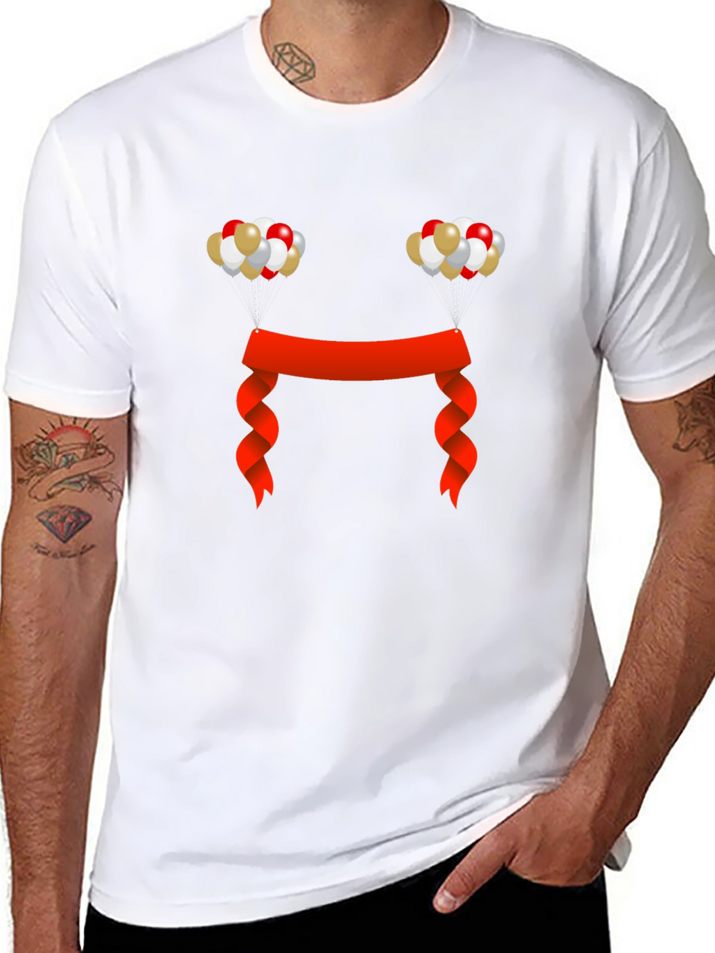 Festive Graphic Tee - Balloons and Ribbon