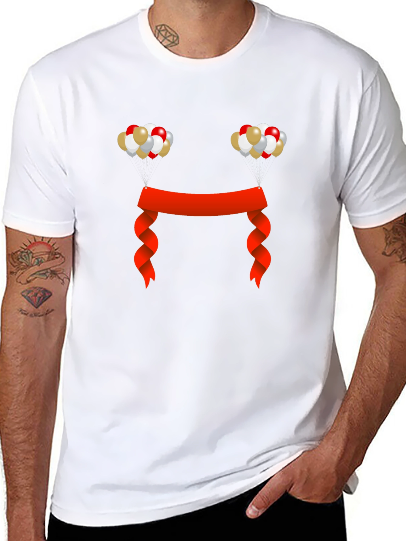Festive Graphic Tee - Balloons and Ribbon