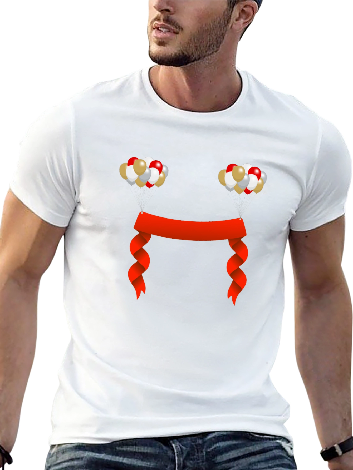 Festive Graphic Tee - Balloons and Ribbon