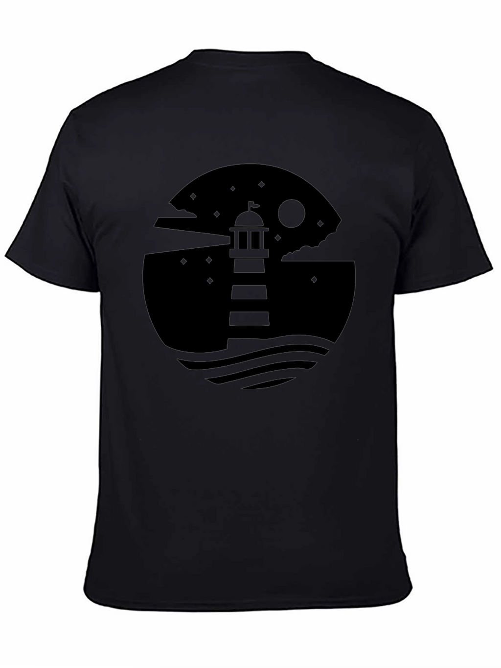 Mens Lighthouse Graphic Black T-Shirt