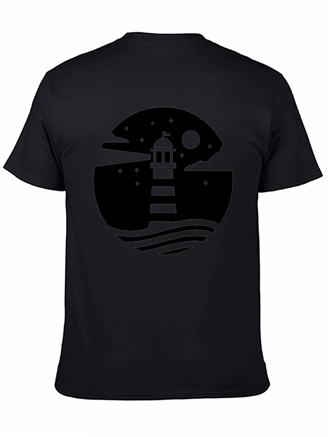 Mens Lighthouse Graphic Black T-Shirt