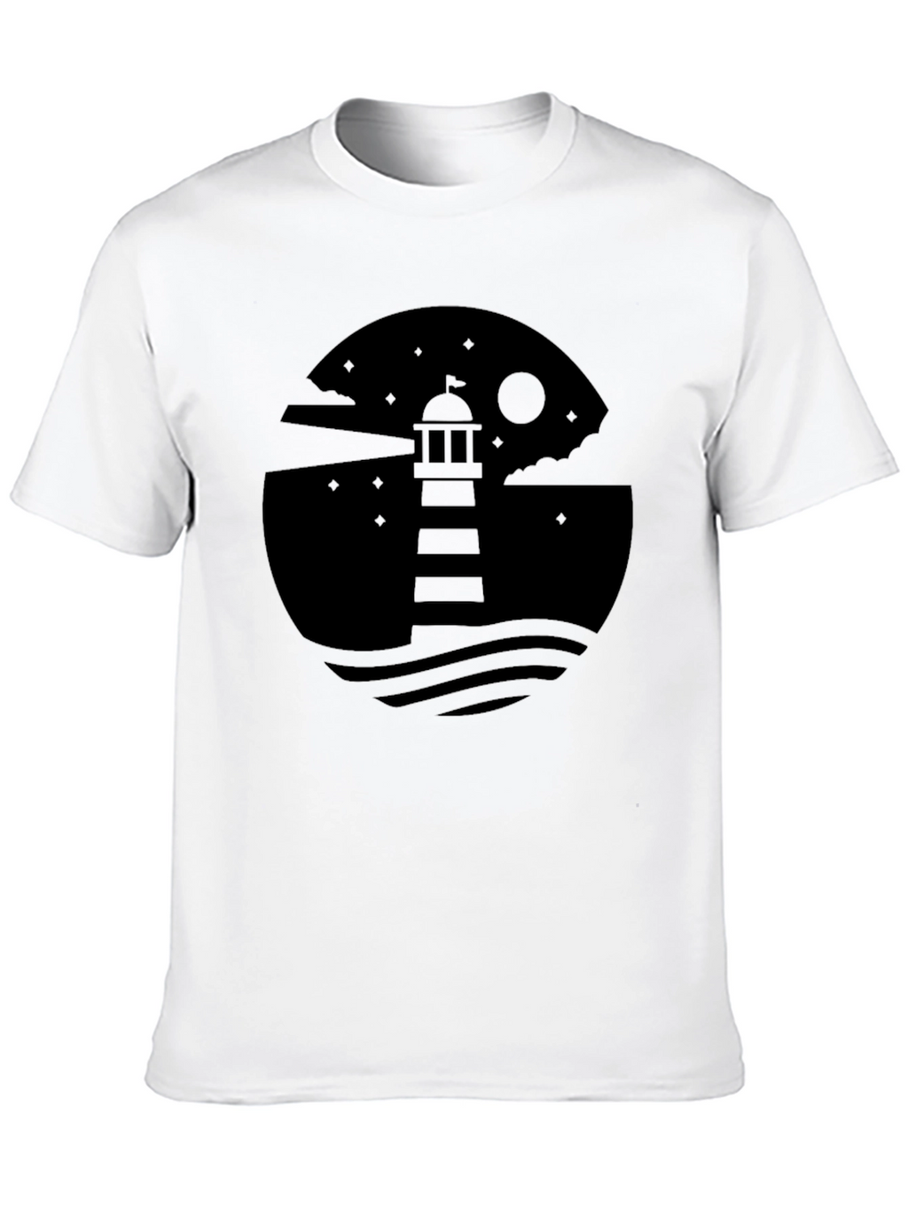 Mens Lighthouse Graphic Black T-Shirt