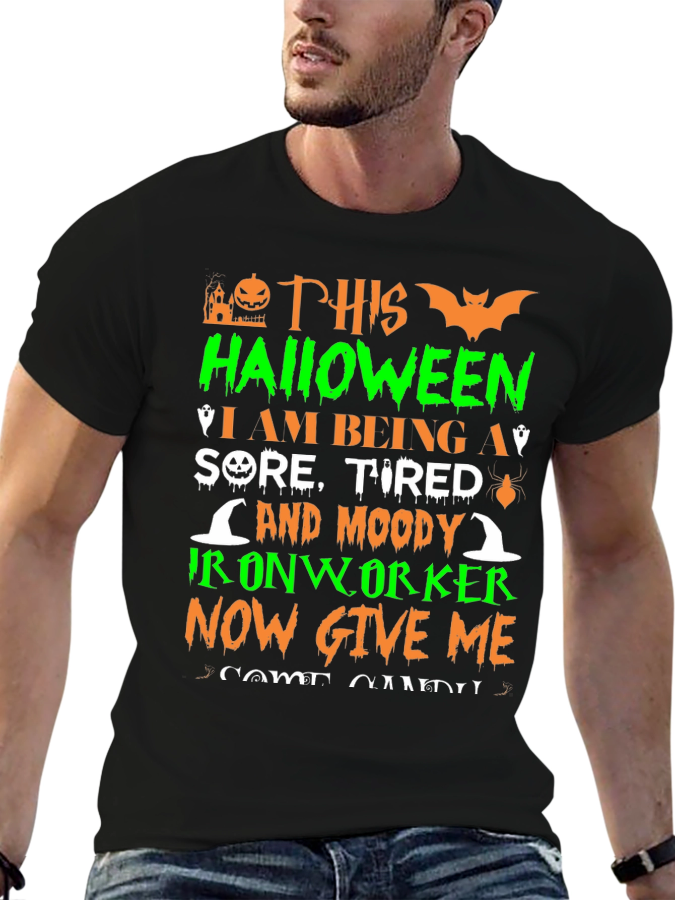 Halloween Ironworker T-Shirt - Sore Tired & Moody