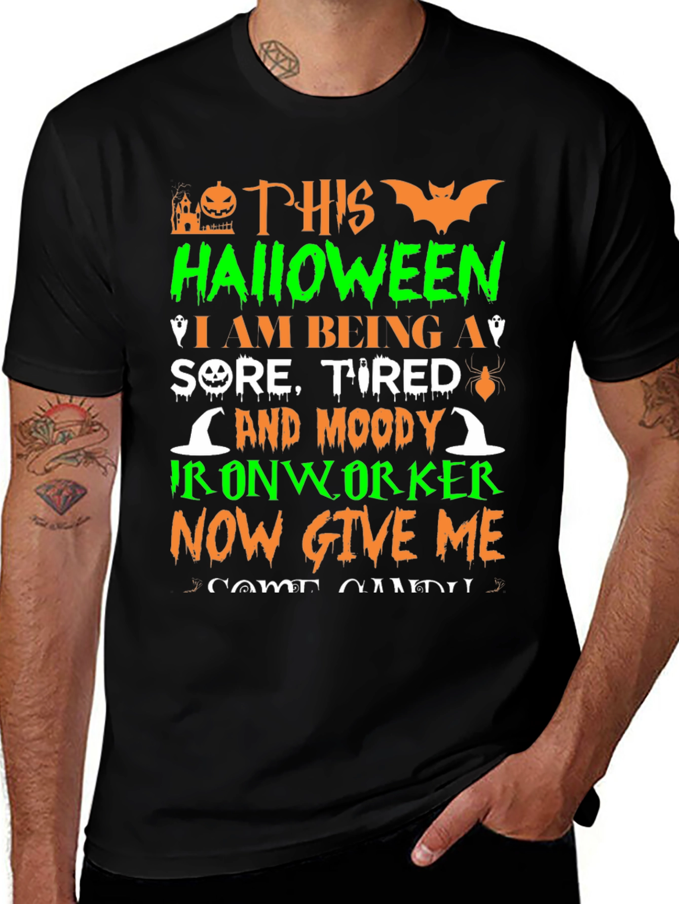Halloween Ironworker T-Shirt - Sore Tired & Moody