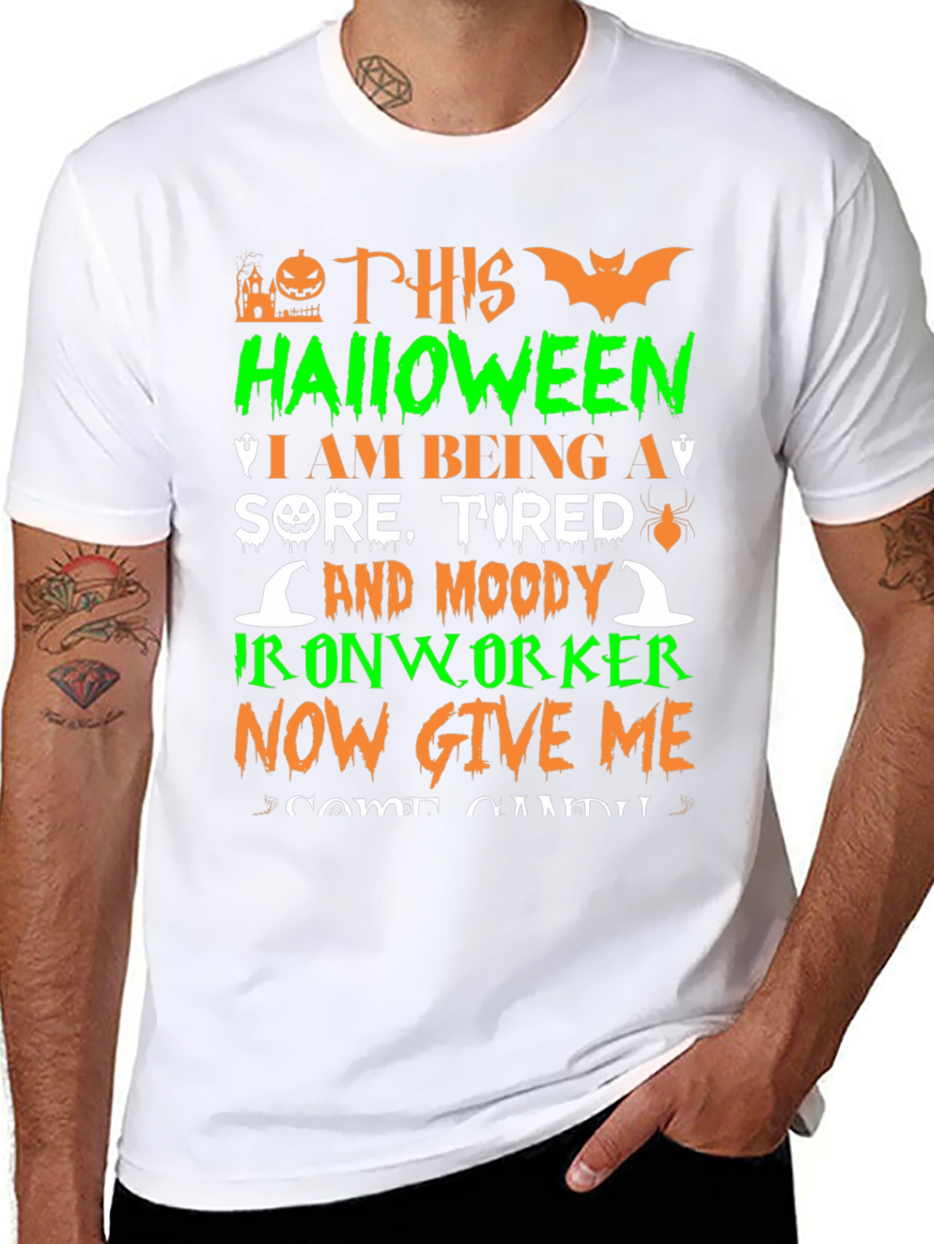 Halloween Ironworker T-Shirt - Sore Tired & Moody