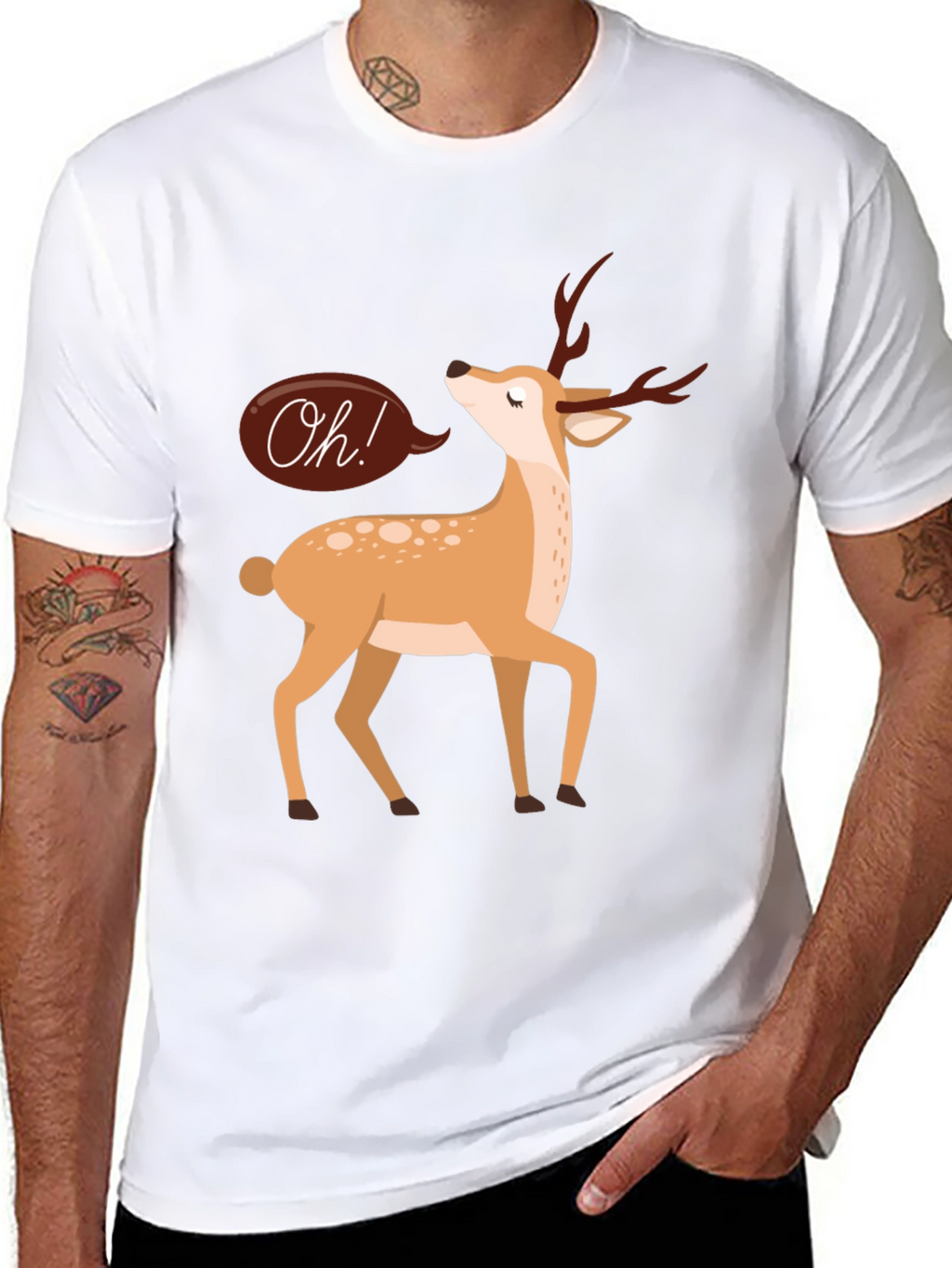 Oh Deer T-Shirt - Black Cotton Graphic Tee
