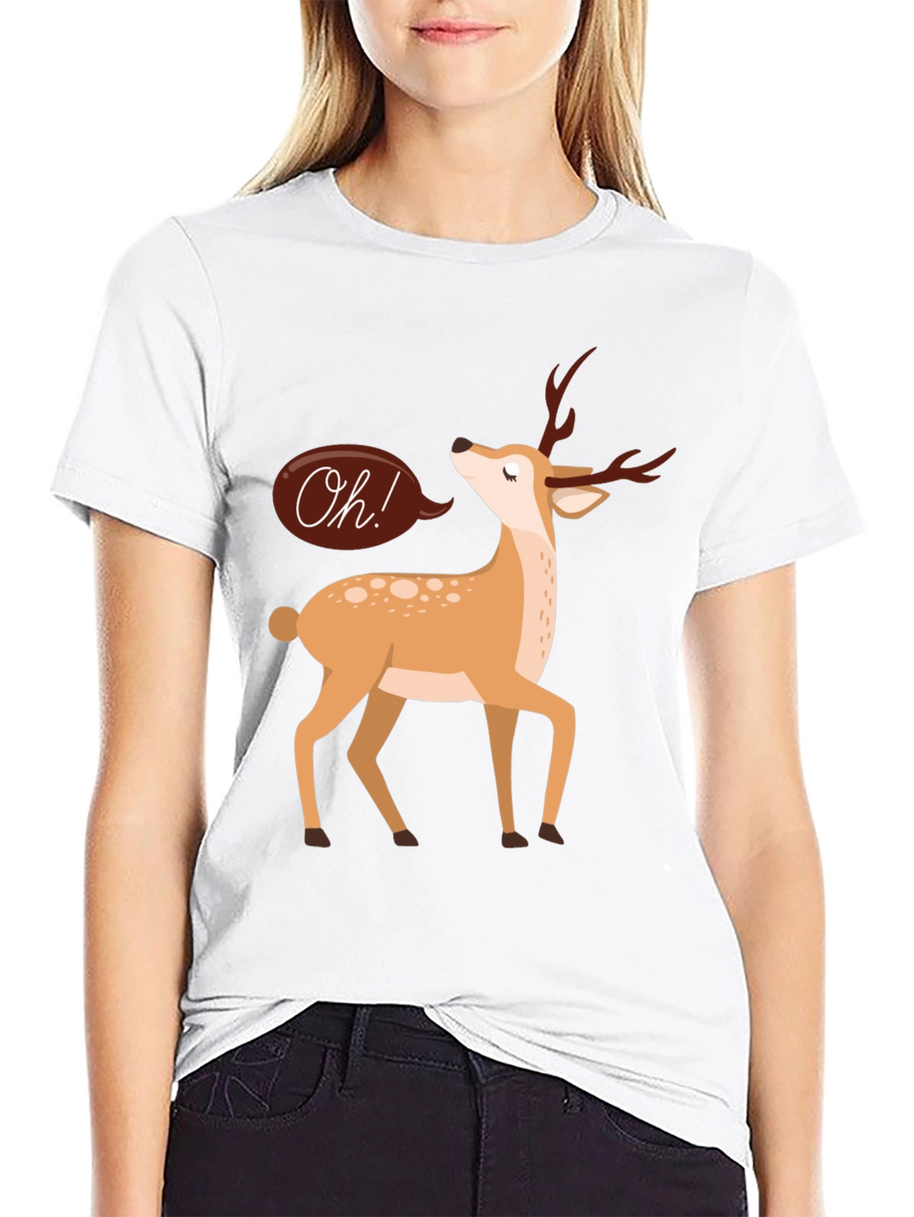 Oh Deer T-Shirt - Black Cotton Graphic Tee