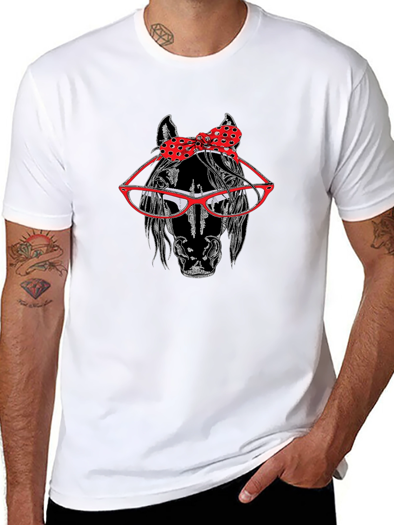 Horse with Glasses and Bow Tie T-Shirt