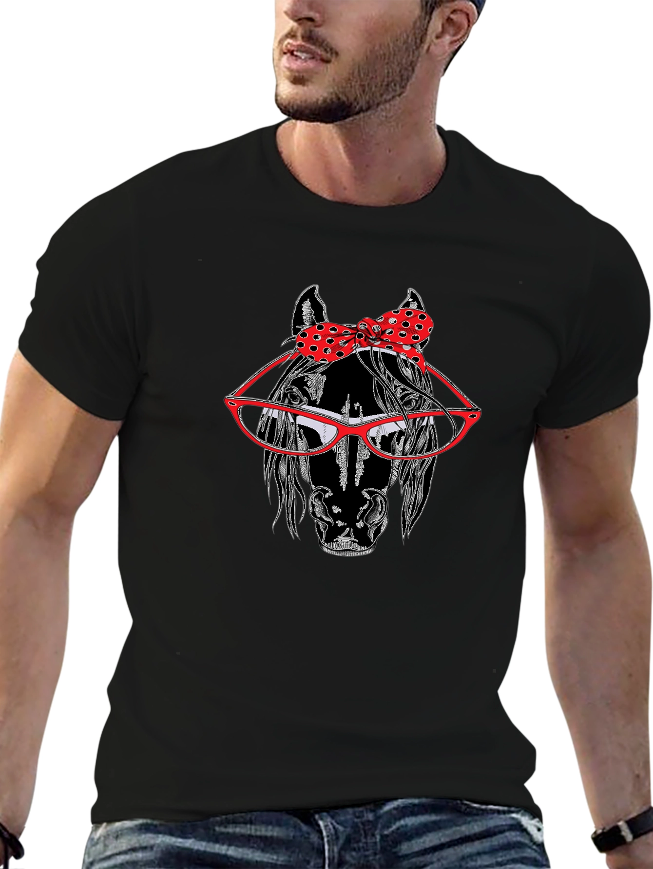 Horse with Glasses and Bow Tie T-Shirt