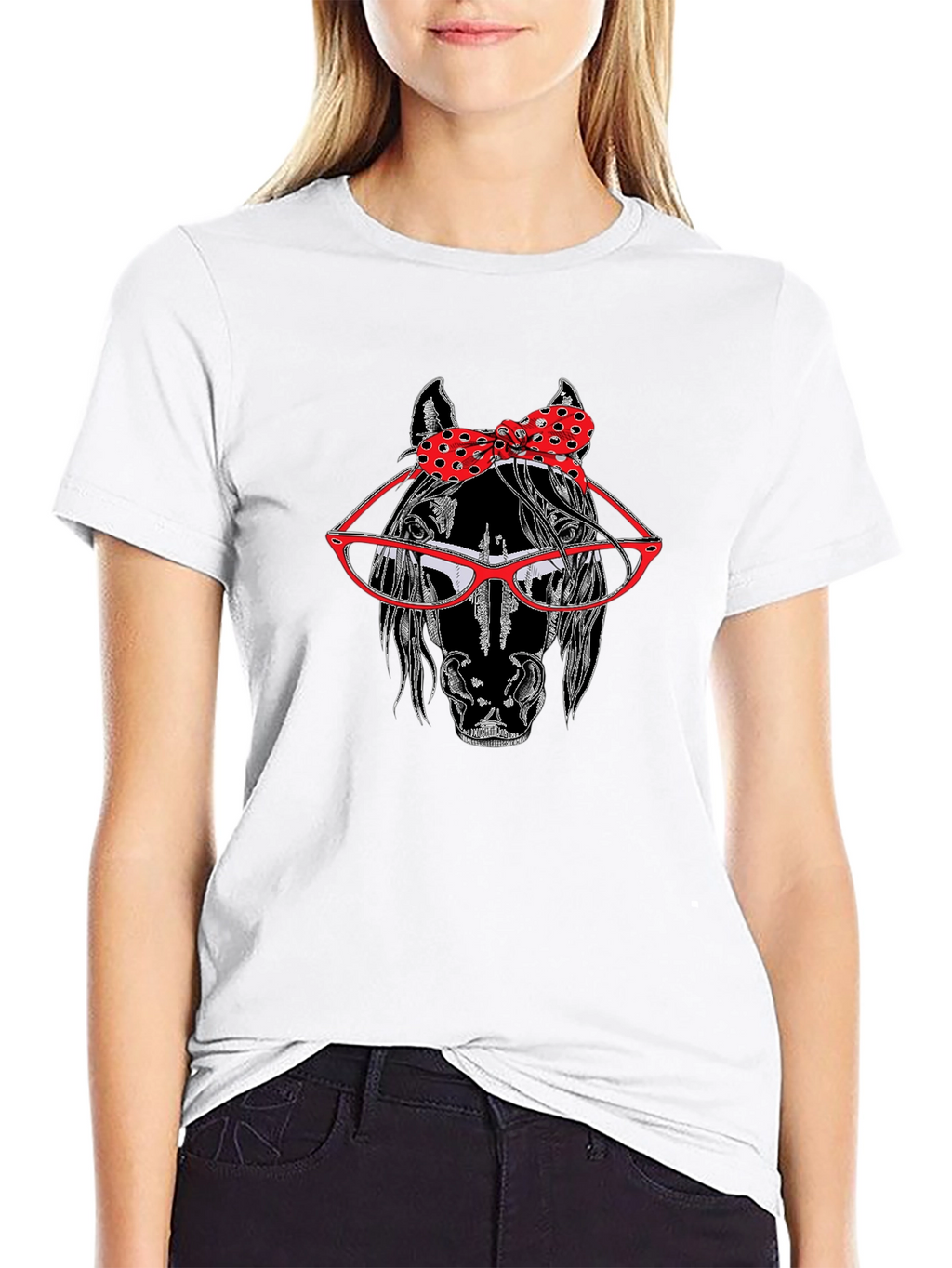 Horse with Glasses and Bow Tie T-Shirt